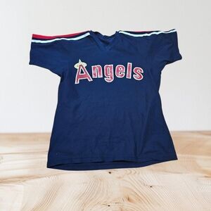 Vintage 70s/80s California Angels MLB Jersey Shirt - Nylon - Made In USA Size L